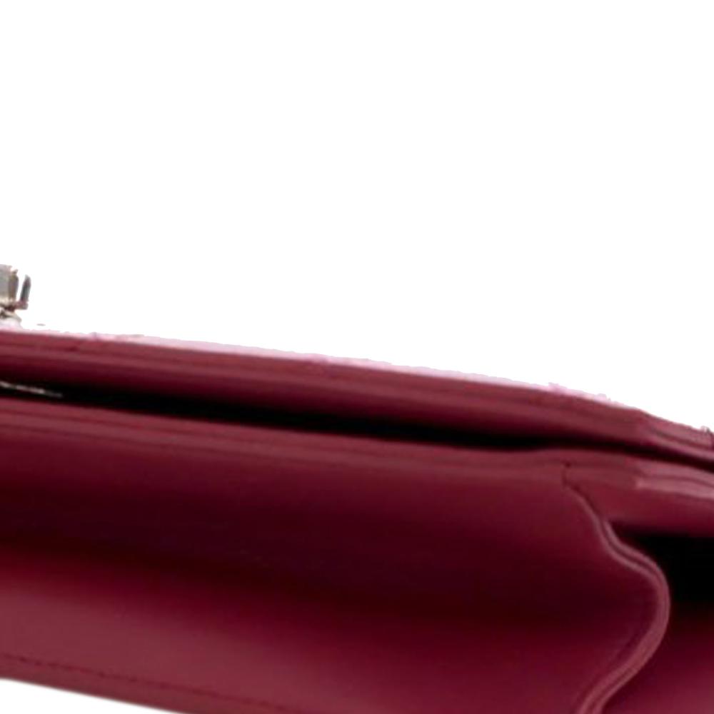 Chanel AB Chanel Pink Dark Pink Lambskin Leather Leather Quilted Lambskin 19 Clutch on Chain Italy