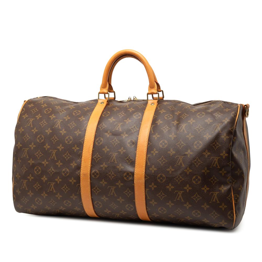 Louis Vuitton B Louis Vuitton Brown Monogram Canvas Fabric Monogram Keepall Bandouliere 55 France