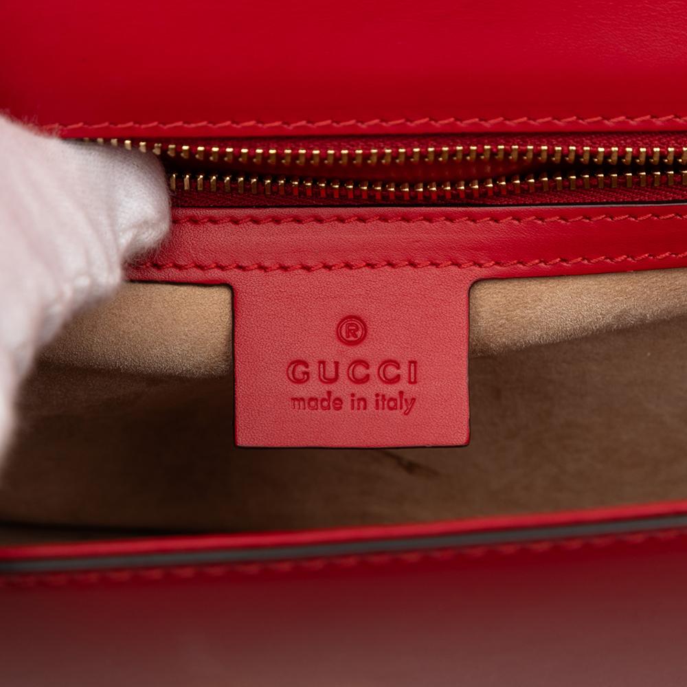 Gucci AB Gucci Red Calf Leather Small Sylvie Web Satchel Italy