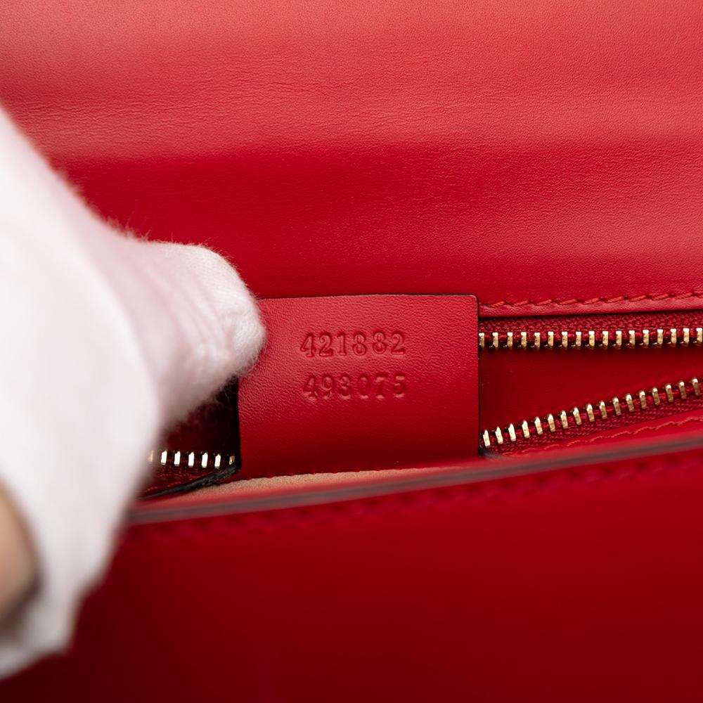 Gucci AB Gucci Red Calf Leather Small Sylvie Web Satchel Italy