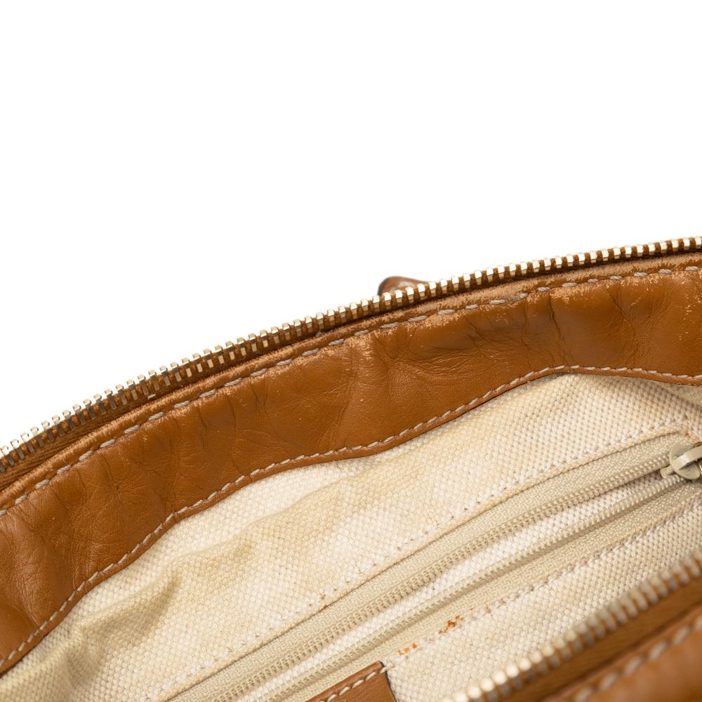 Gucci B Gucci Brown Beige Canvas Fabric Diamante Sukey Satchel Italy