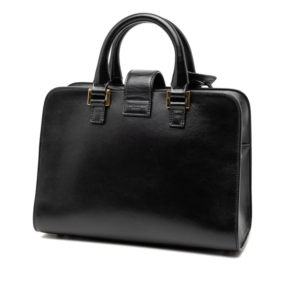 Saint Laurent B Saint Laurent Black Calf Leather Baby Monogram Cabas Satchel Italy