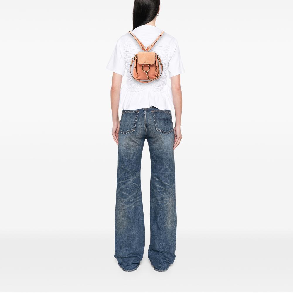 Chloé B Chloé Pink Salmon Calf Leather Mini skin and Suede Faye Backpack Italy