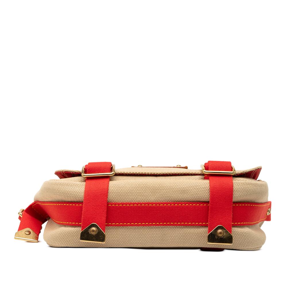 Louis Vuitton B Louis Vuitton Brown Beige Canvas Fabric Antigua Besace PM France