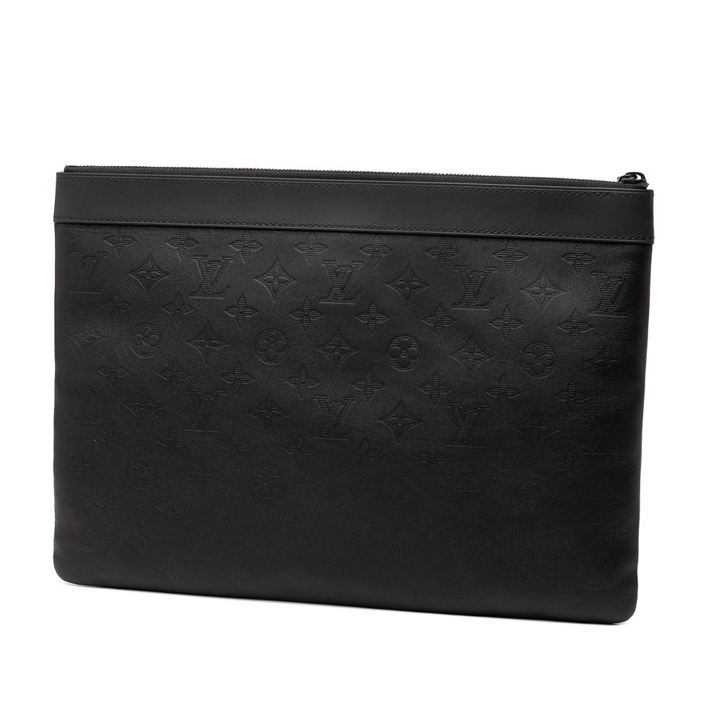 Louis Vuitton AB Louis Vuitton Black Calf Leather Monogram Shadow Discovery Pochette Spain