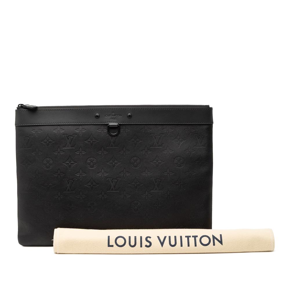 Louis Vuitton AB Louis Vuitton Black Calf Leather Monogram Shadow Discovery Pochette Spain