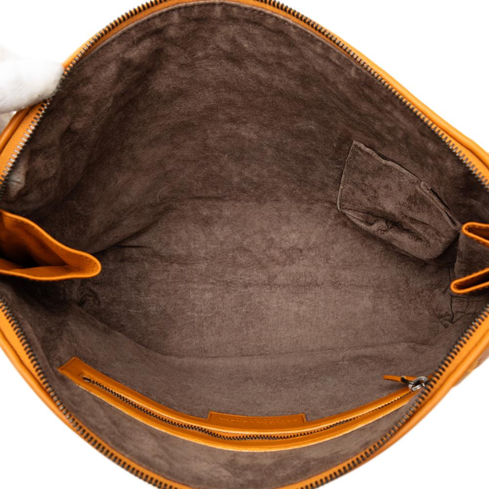 Bottega Veneta B Bottega Veneta Orange Nappa Leather Leather Large Nappa Intrecciato Nodini Crossbody Italy