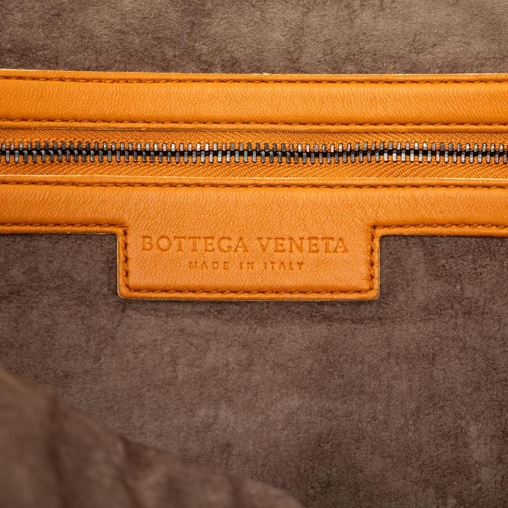 Bottega Veneta B Bottega Veneta Orange Nappa Leather Leather Large Nappa Intrecciato Nodini Crossbody Italy