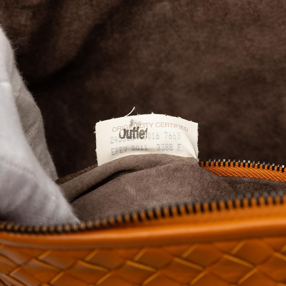 Bottega Veneta B Bottega Veneta Orange Nappa Leather Leather Large Nappa Intrecciato Nodini Crossbody Italy