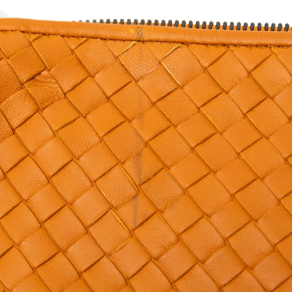 Bottega Veneta B Bottega Veneta Orange Nappa Leather Leather Large Nappa Intrecciato Nodini Crossbody Italy
