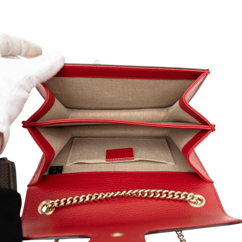 Gucci B Gucci Red Calf Leather Small Dollar skin Interlocking G Crossbody Italy