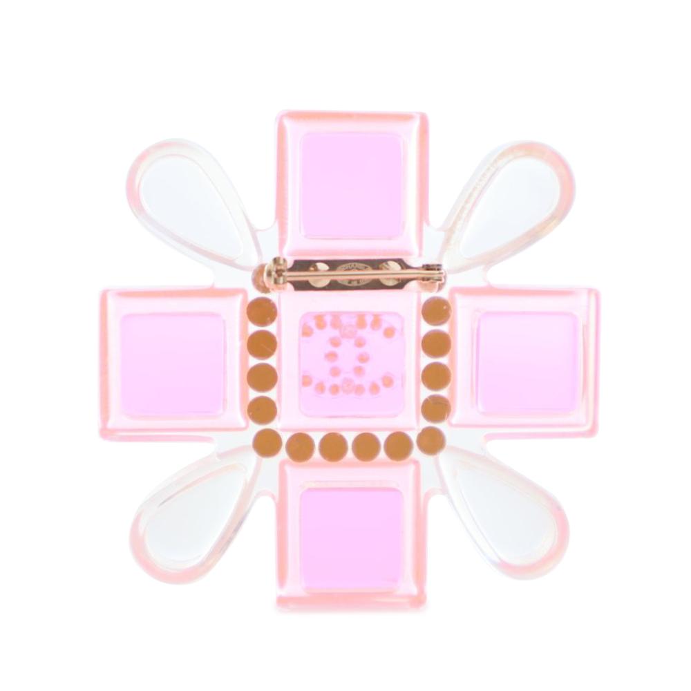 Chanel AB Chanel Pink Resin Plastic Maltese Cross Brooch Italy
