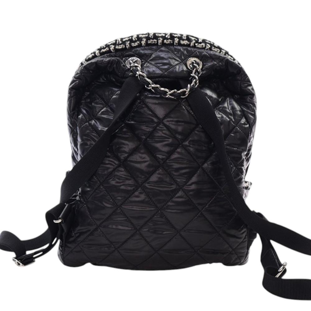 Chanel AB Chanel Black Nylon Fabric and Tweed Coco Neige Backpack Italy
