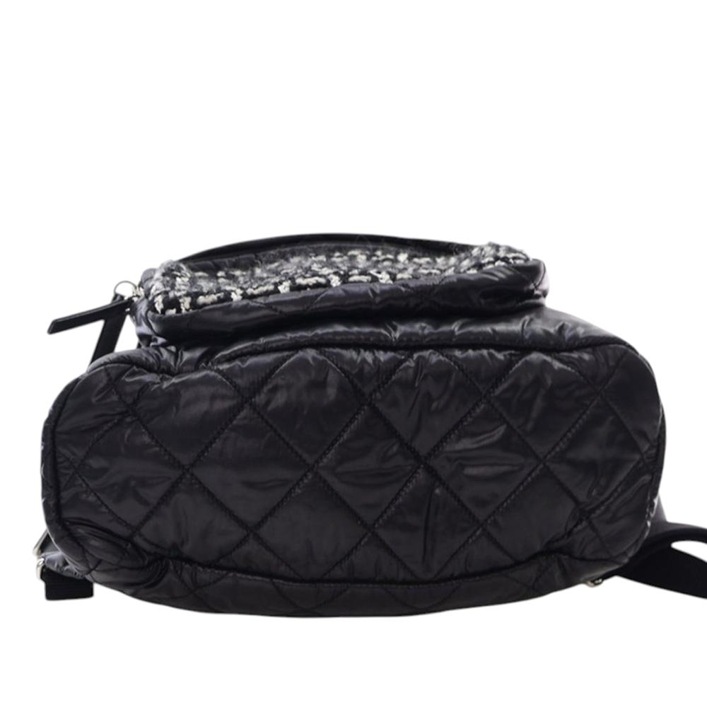 Chanel AB Chanel Black Nylon Fabric and Tweed Coco Neige Backpack Italy