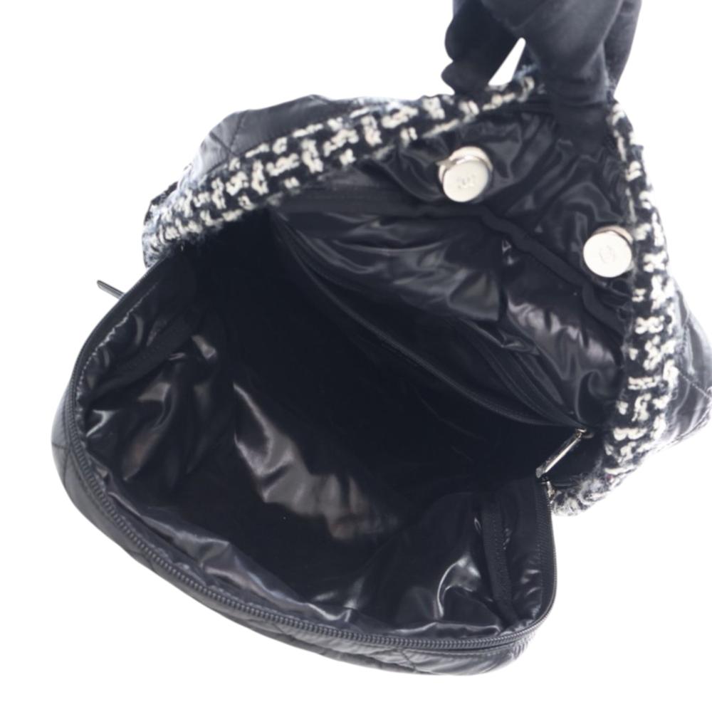 Chanel AB Chanel Black Nylon Fabric and Tweed Coco Neige Backpack Italy