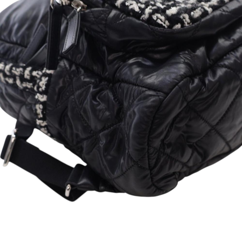 Chanel AB Chanel Black Nylon Fabric and Tweed Coco Neige Backpack Italy