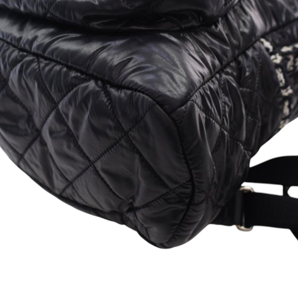 Chanel AB Chanel Black Nylon Fabric and Tweed Coco Neige Backpack Italy