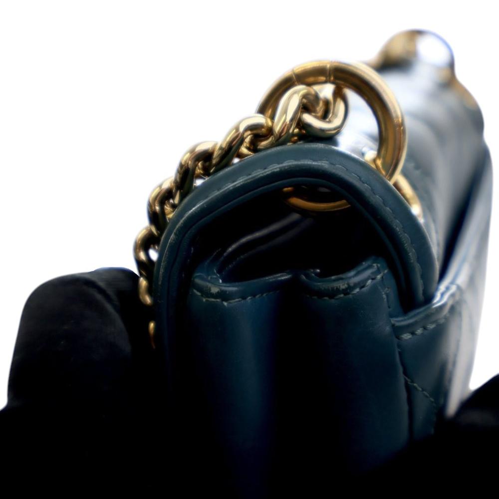 Chanel B Chanel Blue Peacock Calf Leather Mini Quilted skin Underline Flap Italy