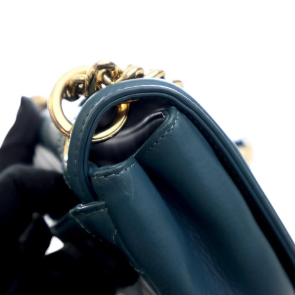 Chanel B Chanel Blue Peacock Calf Leather Mini Quilted skin Underline Flap Italy