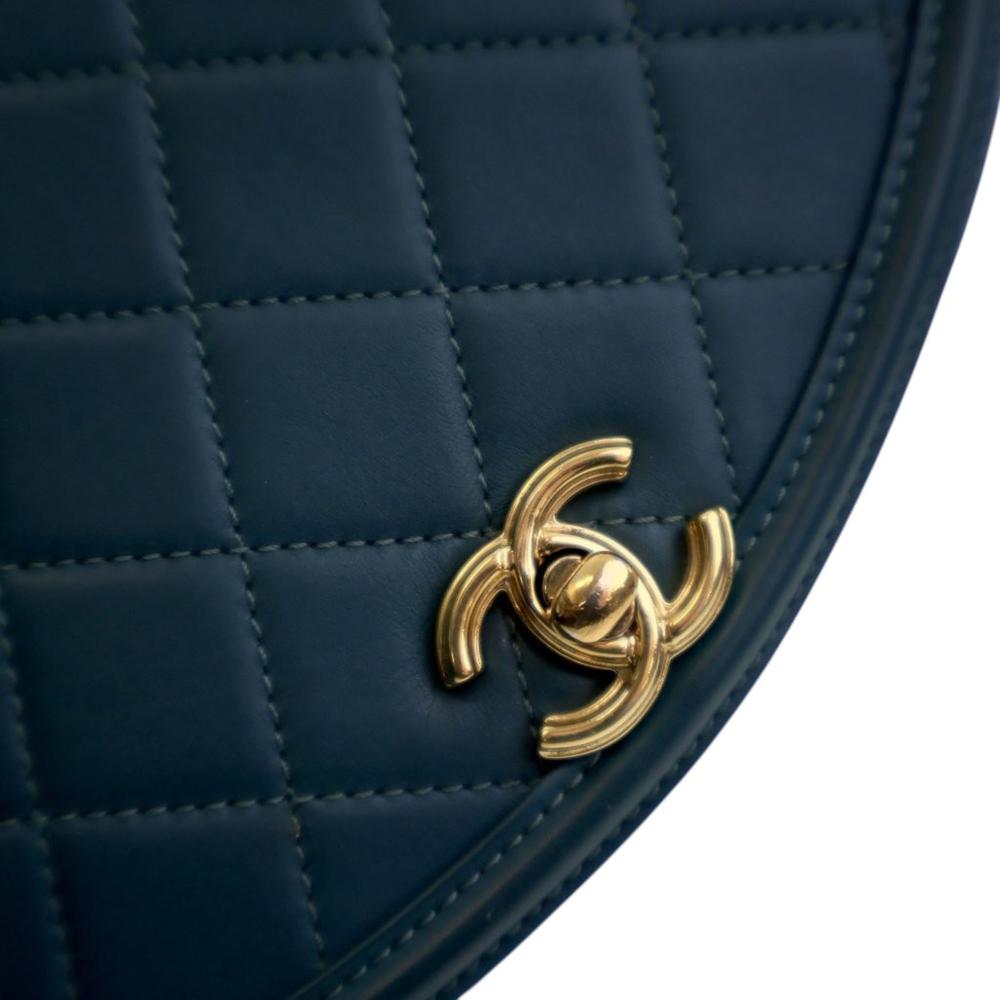 Chanel B Chanel Blue Peacock Calf Leather Mini Quilted skin Underline Flap Italy