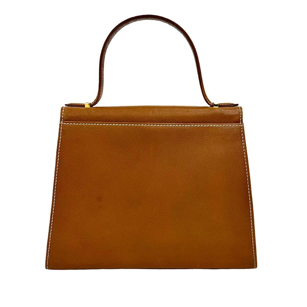 Saint Laurent B Saint Laurent Brown Calf Leather Stitched Monogram Satchel France