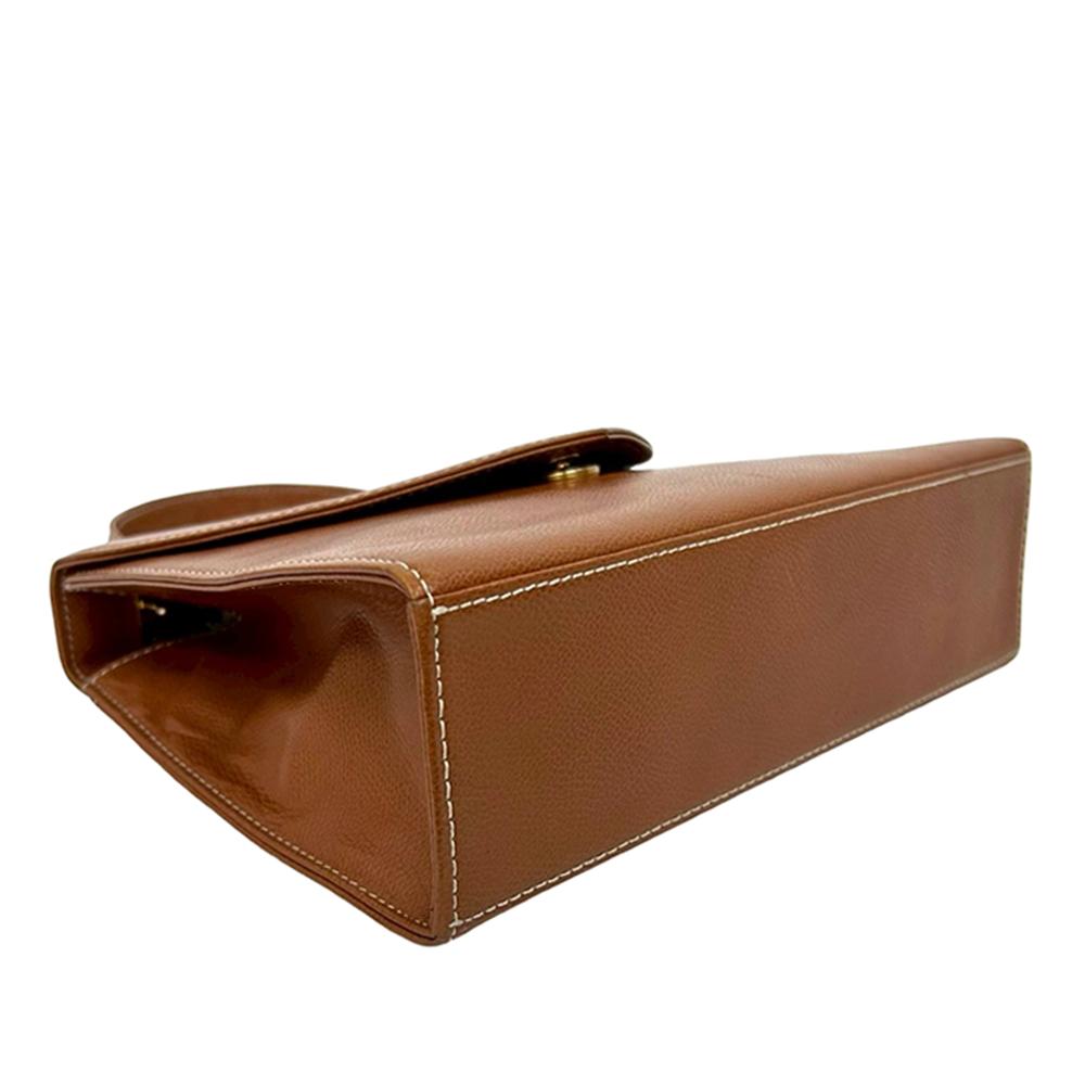 Saint Laurent B Saint Laurent Brown Calf Leather Stitched Monogram Satchel France