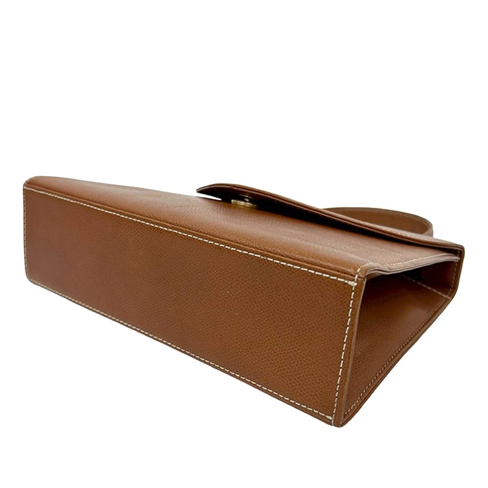 Saint Laurent B Saint Laurent Brown Calf Leather Stitched Monogram Satchel France