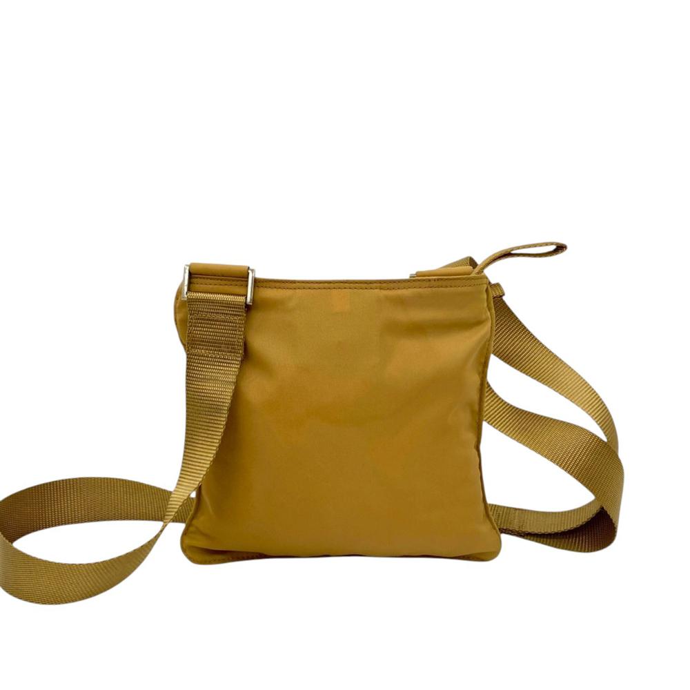 Prada AB Prada Brown Beige Nylon Fabric Tessuto Zip Top Crossbody Italy