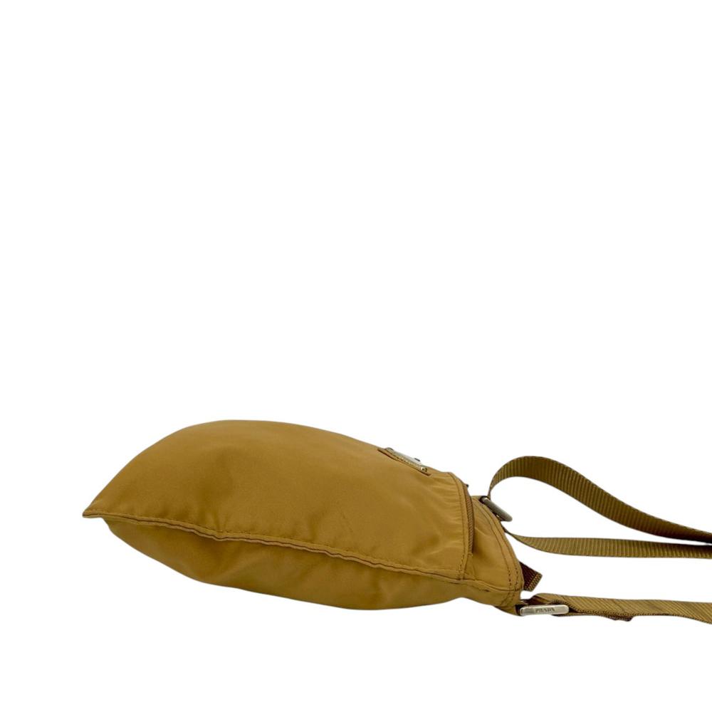 Prada AB Prada Brown Beige Nylon Fabric Tessuto Zip Top Crossbody Italy