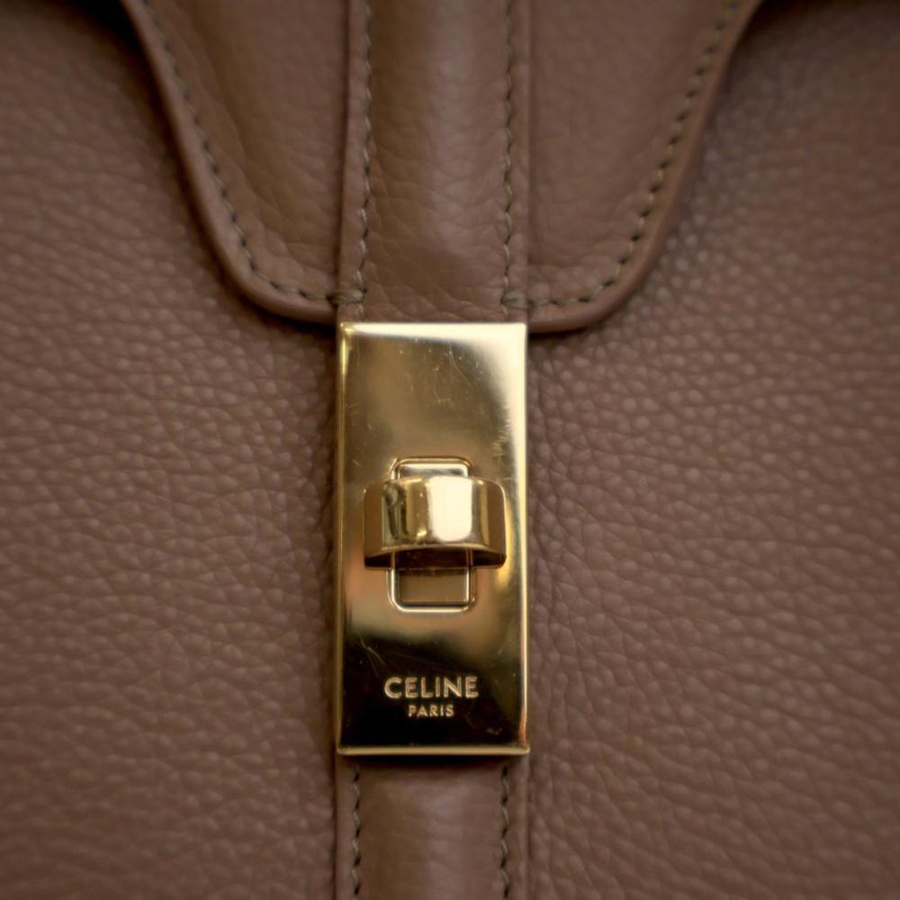 Celine B Celine Brown Calf Leather Medium Classique 16 Top Handle Bag Italy