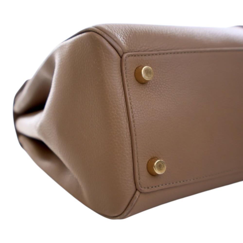 Celine B Celine Brown Calf Leather Medium Classique 16 Top Handle Bag Italy