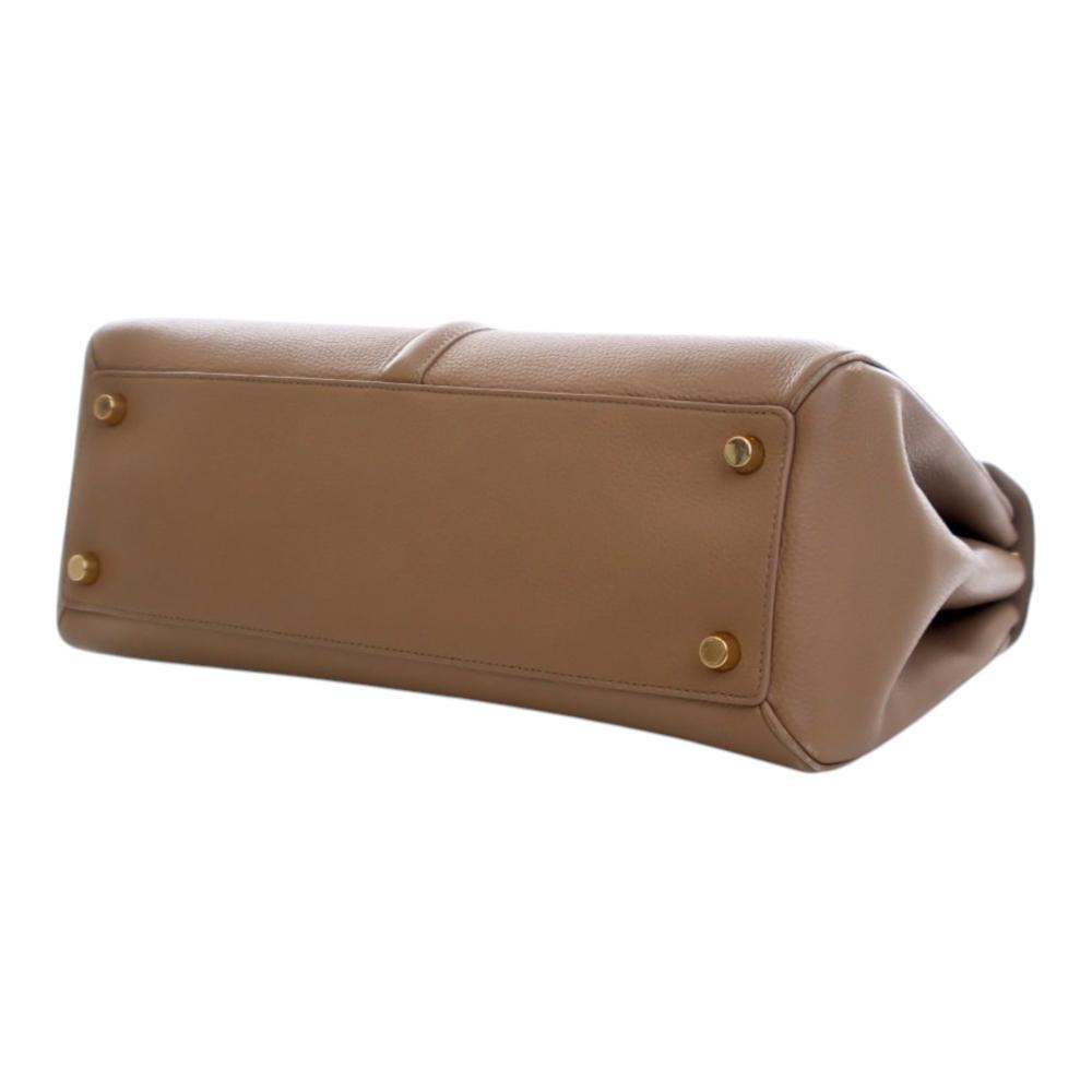 Celine B Celine Brown Calf Leather Medium Classique 16 Top Handle Bag Italy