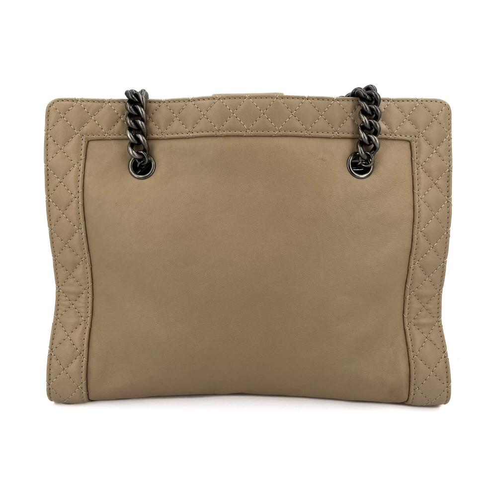 Chanel Boy Reverso Quilted Tote Bag Beige
