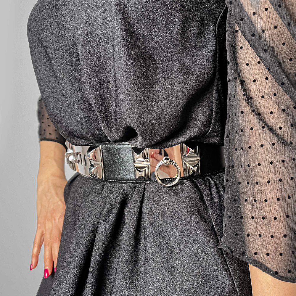 Hermès Collier de Chien 50 Leather Wide Belt 65 Black