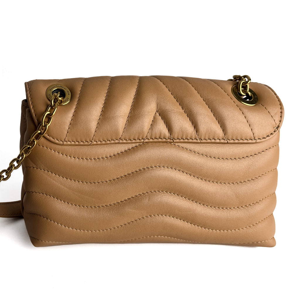Louis Vuitton New Wave Chain MM Leather 2-Ways Flap Crossbody Beige