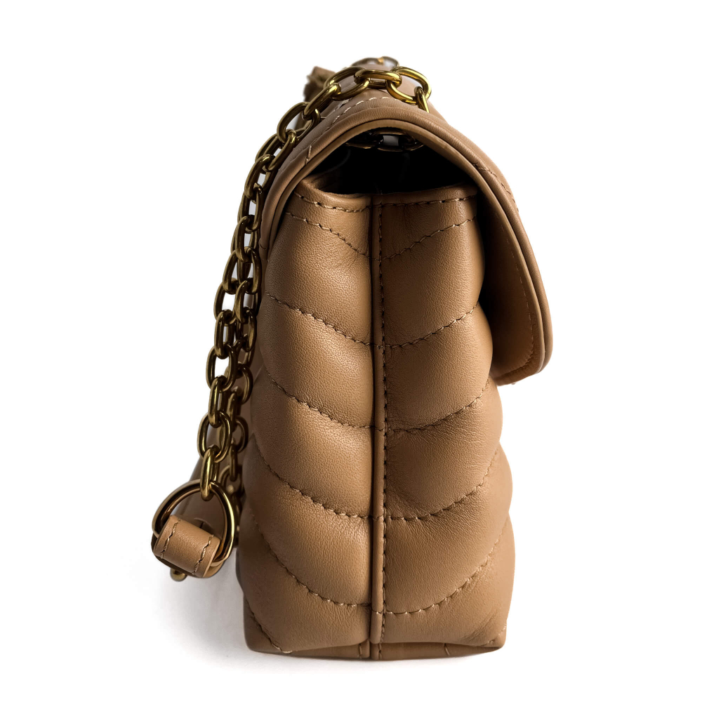 Louis Vuitton New Wave Chain MM Leather 2-Ways Flap Crossbody Beige