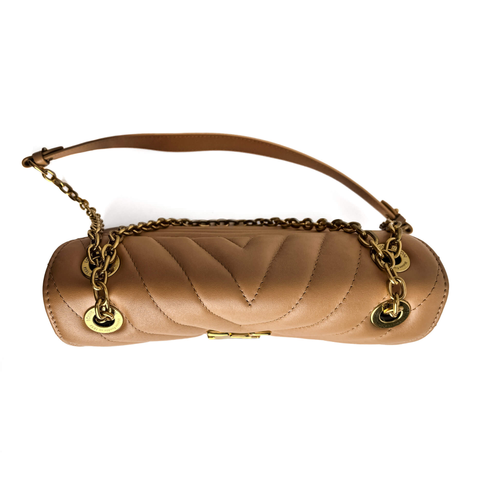 Louis Vuitton New Wave Chain MM Leather 2-Ways Flap Crossbody Beige