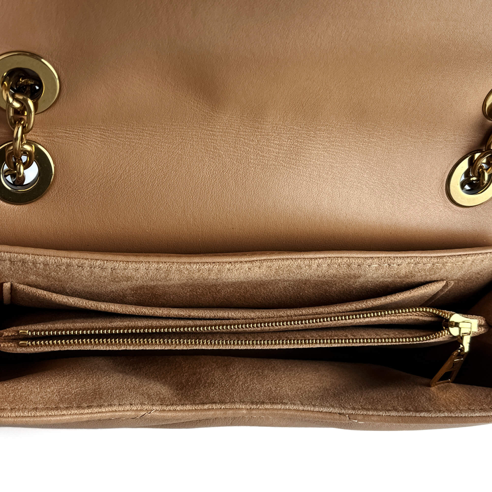 Louis Vuitton New Wave Chain MM Leather 2-Ways Flap Crossbody Beige