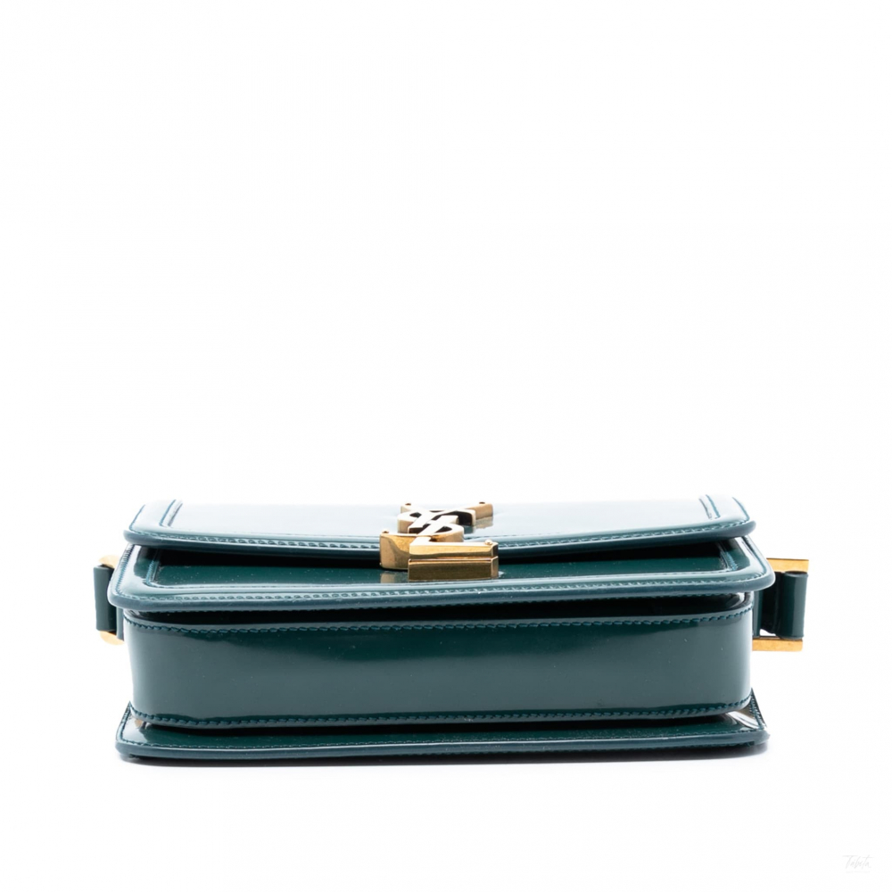 Saint Laurent Solferino Small Patent Leather Flap Crossbody Green