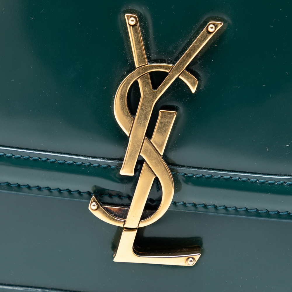 Saint Laurent Solferino Small Patent Leather Flap Crossbody Green