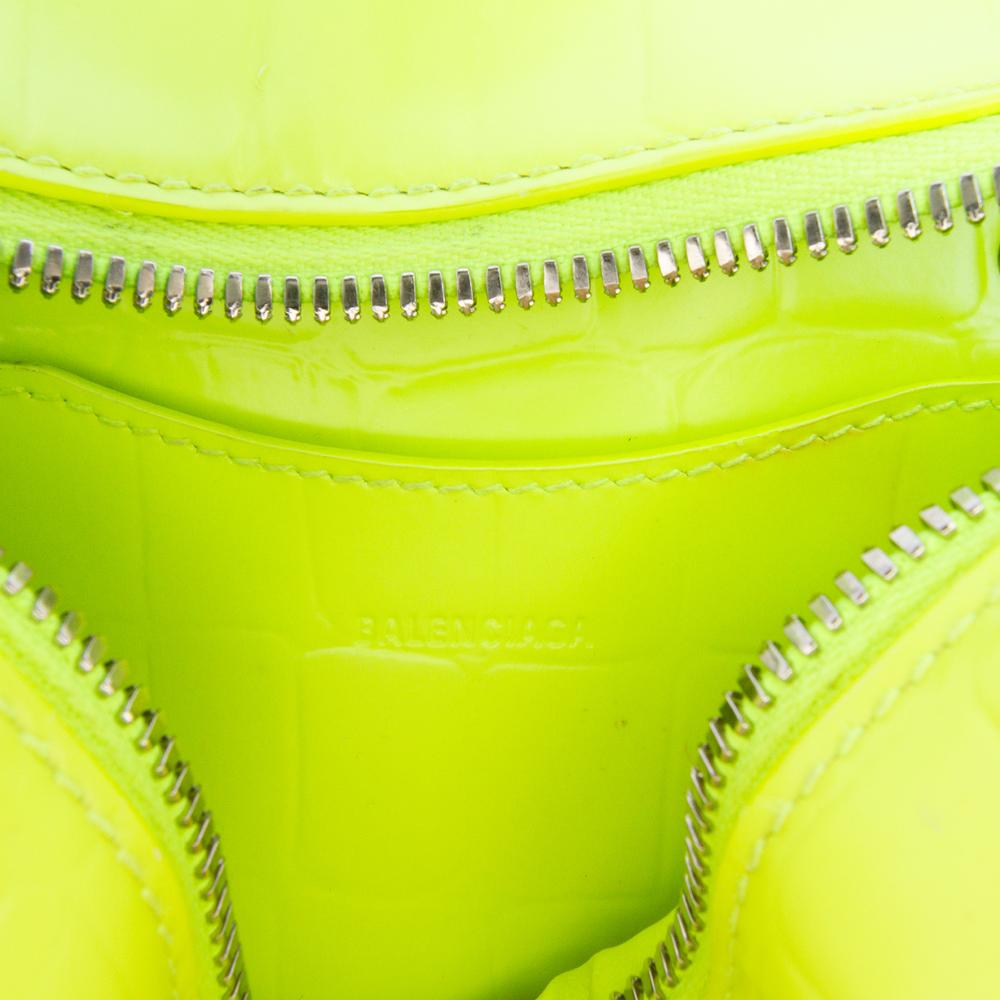 Balenciaga AB Balenciaga Yellow Neon Yellow Calf Leather Mini Croc Embossed skin Neo Classic City Italy