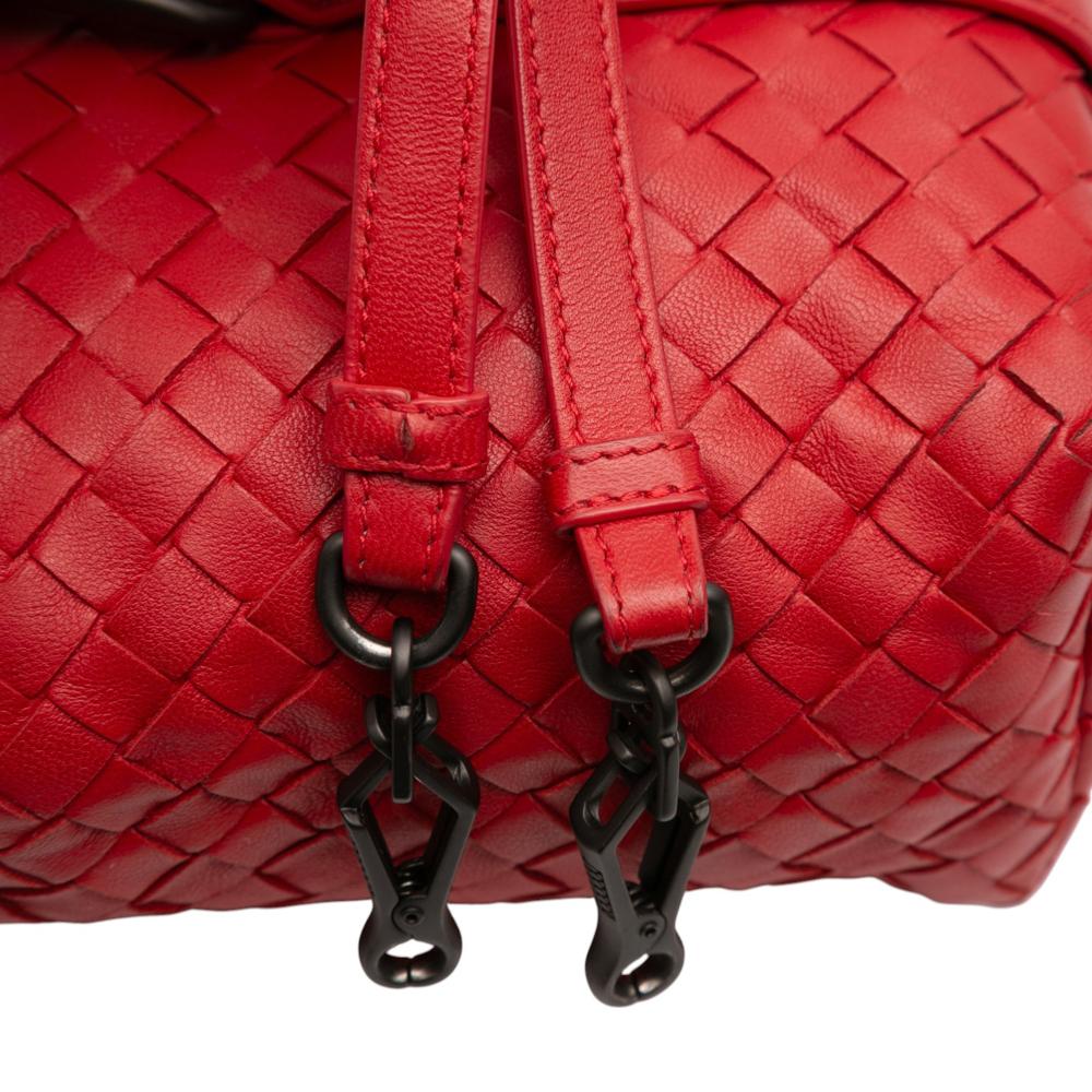Bottega Veneta AB Bottega Veneta Red Nappa Leather Leather Nappa Intrecciato Flap Satchel Italy
