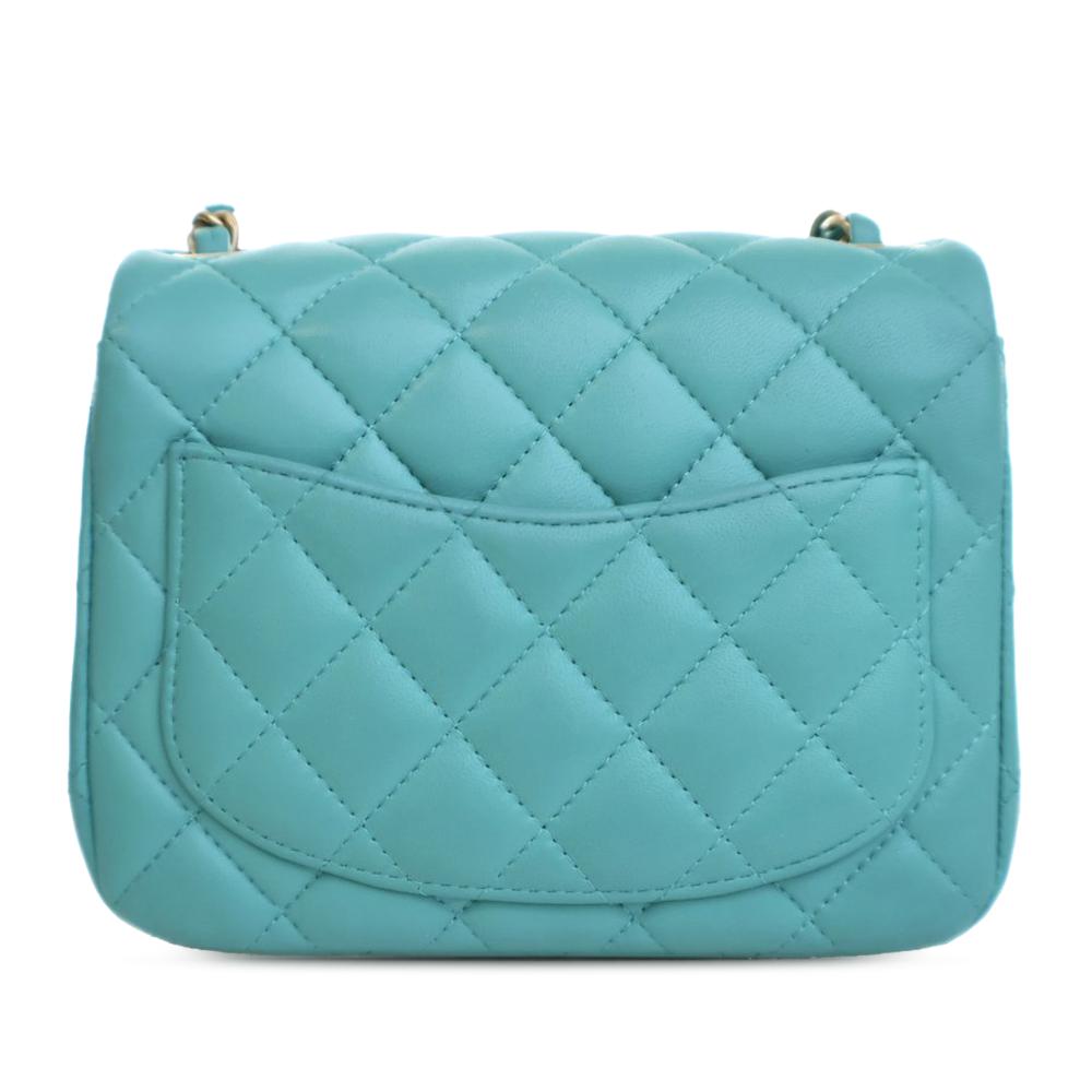 Chanel AB Chanel Blue Peacock Lambskin Leather Leather Mini Square Classic Lambskin Single Flap Italy