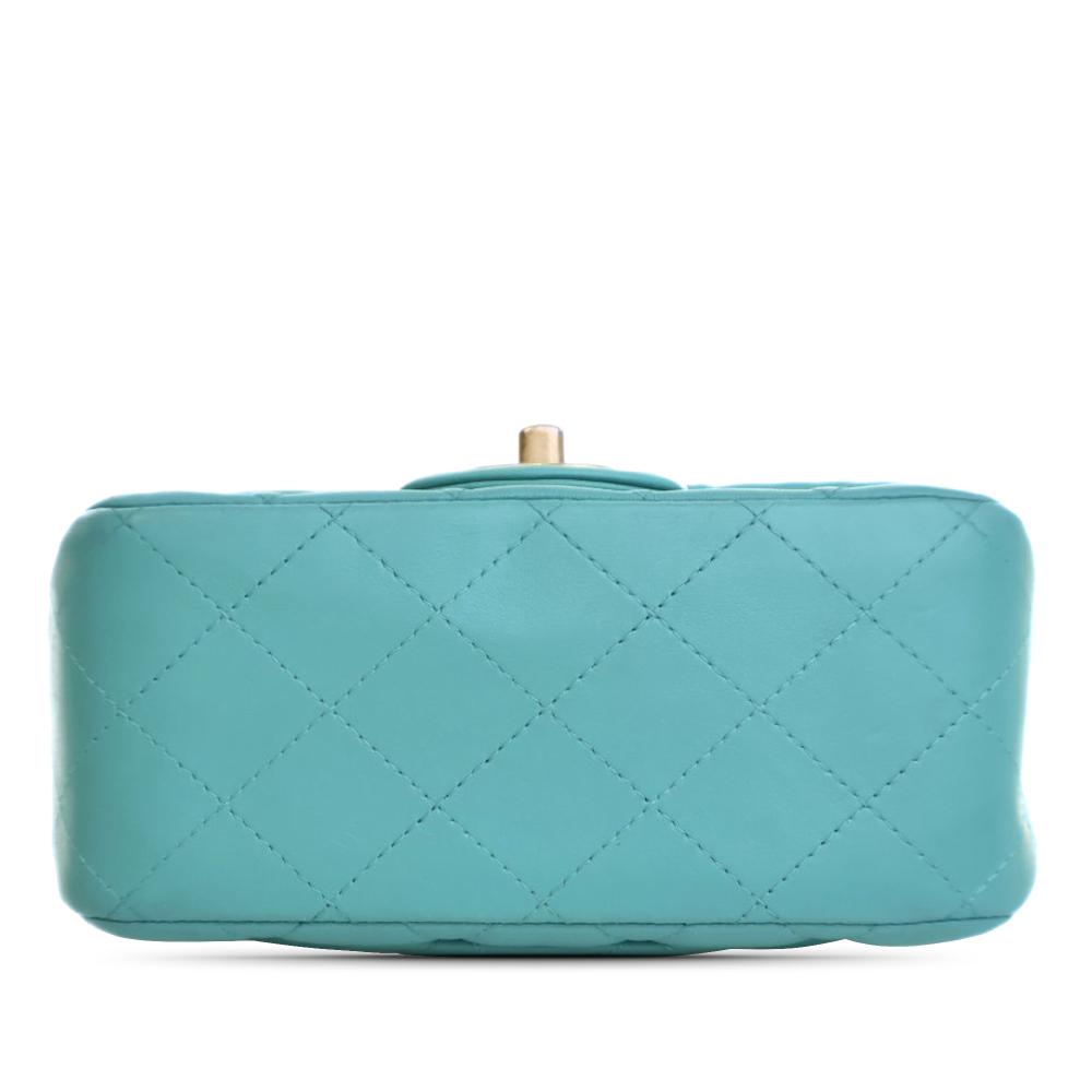 Chanel AB Chanel Blue Peacock Lambskin Leather Leather Mini Square Classic Lambskin Single Flap Italy