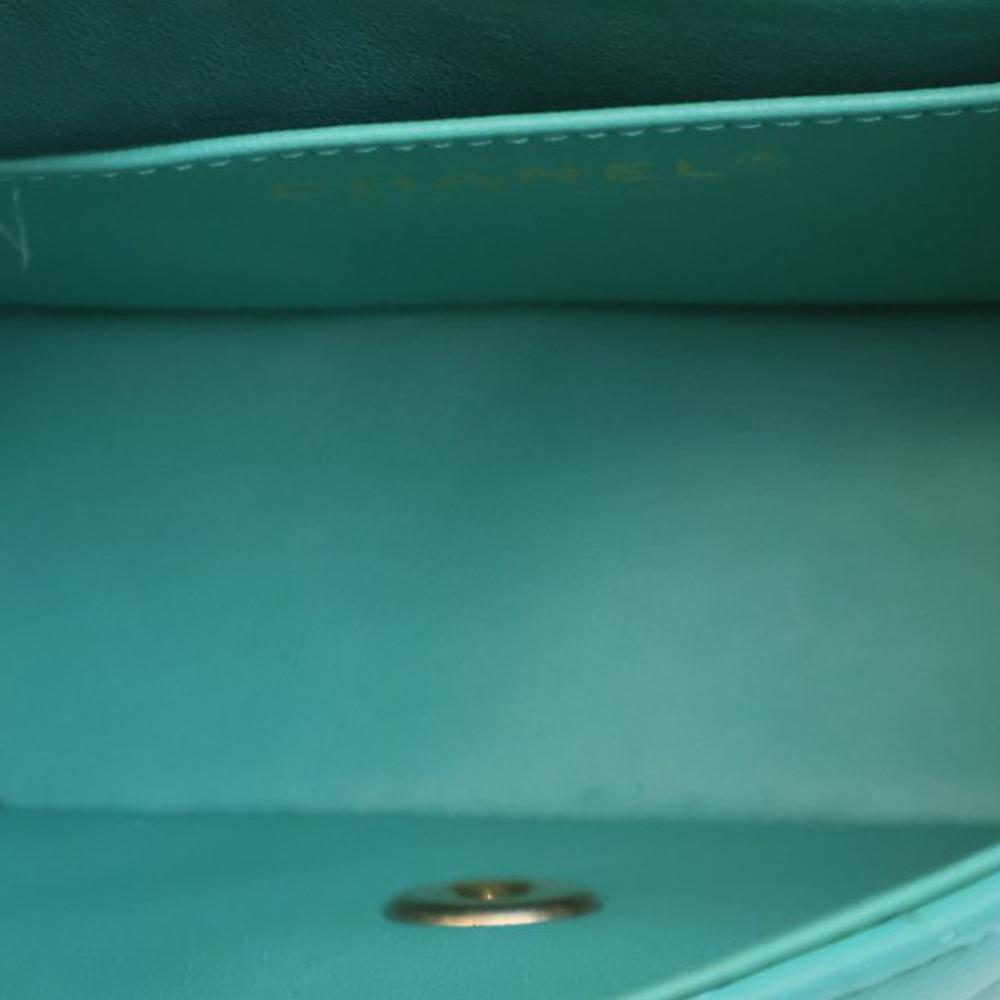 Chanel AB Chanel Blue Peacock Lambskin Leather Leather Mini Square Classic Lambskin Single Flap Italy