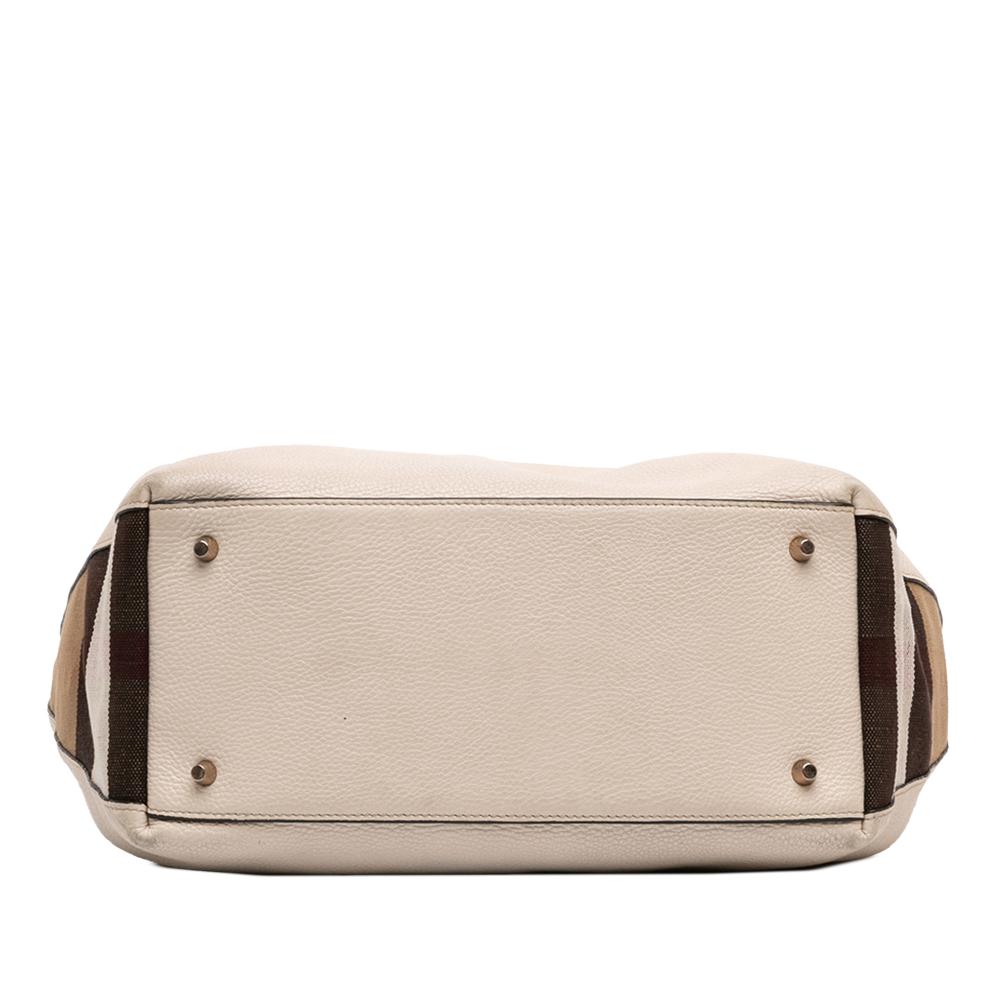 Burberry B Burberry Brown Light Beige Calf Leather Medium and House Check Canvas Maidstone Satchel China