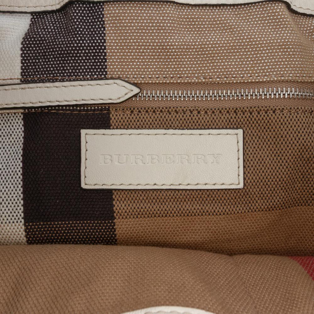 Burberry B Burberry Brown Light Beige Calf Leather Medium and House Check Canvas Maidstone Satchel China
