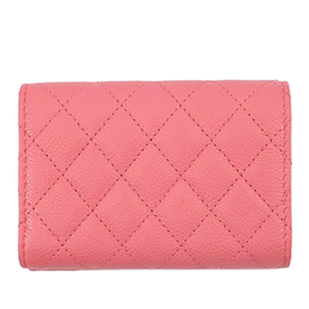 Chanel AB Chanel Pink Caviar Leather Leather Quilted Caviar Boy Compact Wallet Italy