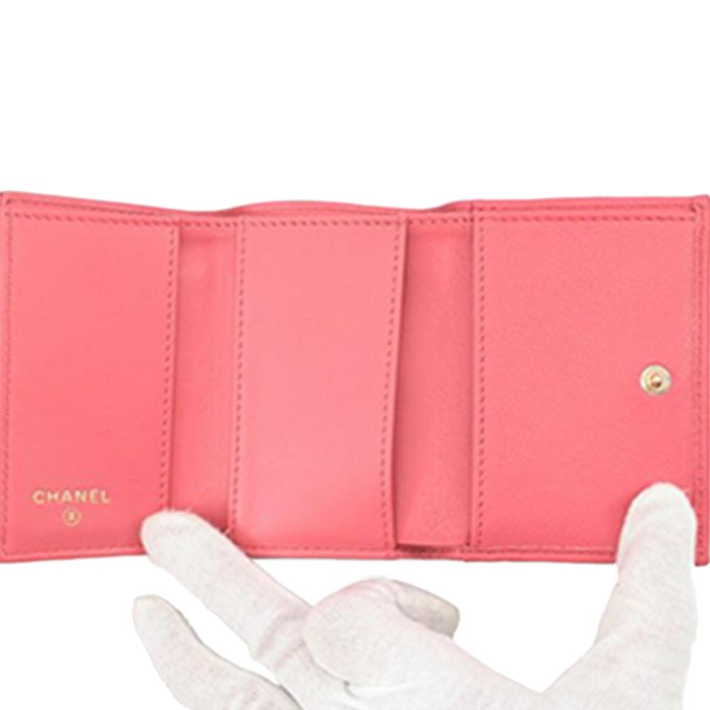 Chanel AB Chanel Pink Caviar Leather Leather Quilted Caviar Boy Compact Wallet Italy