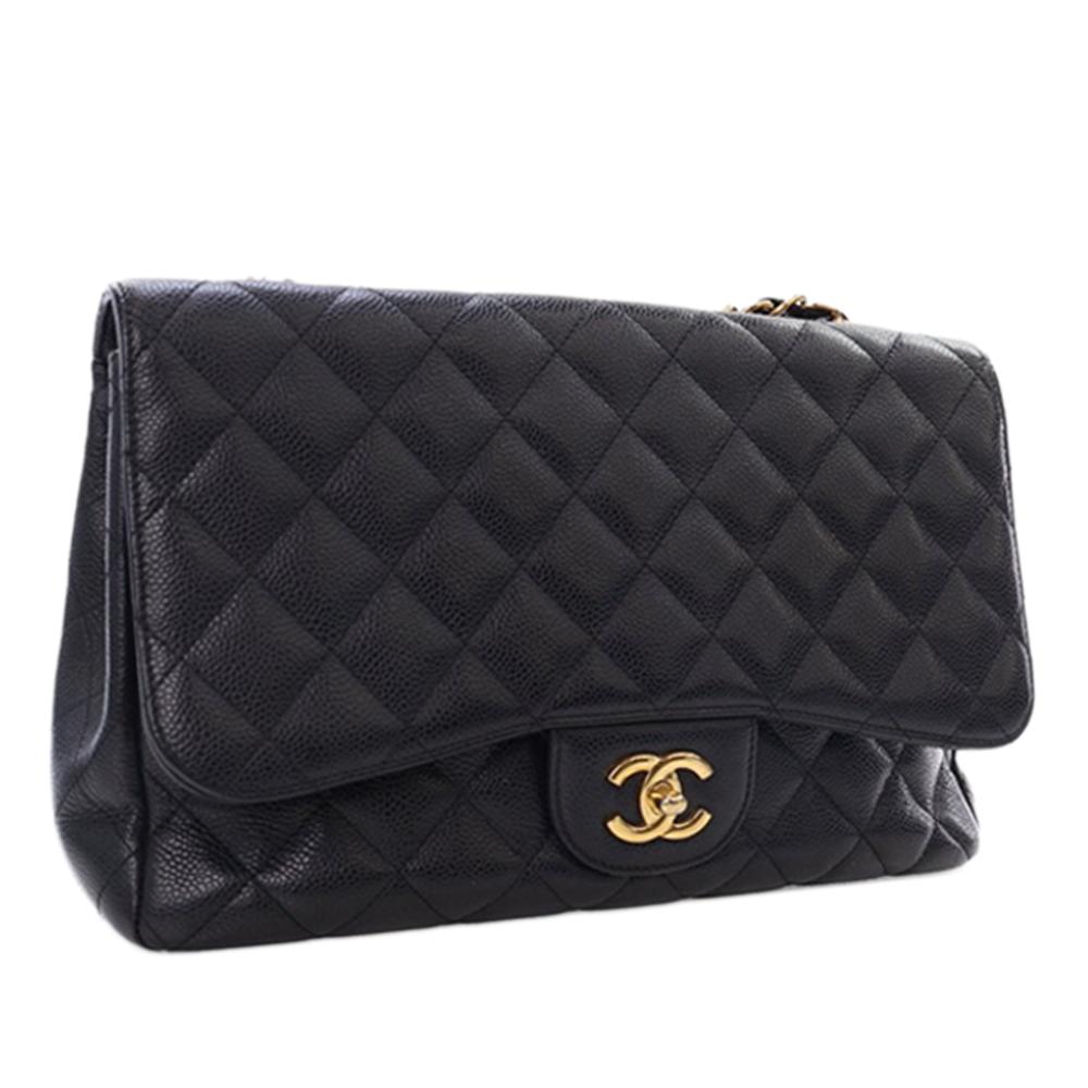Chanel B Chanel Black Caviar Leather Leather Jumbo Classic Caviar Single Flap Italy